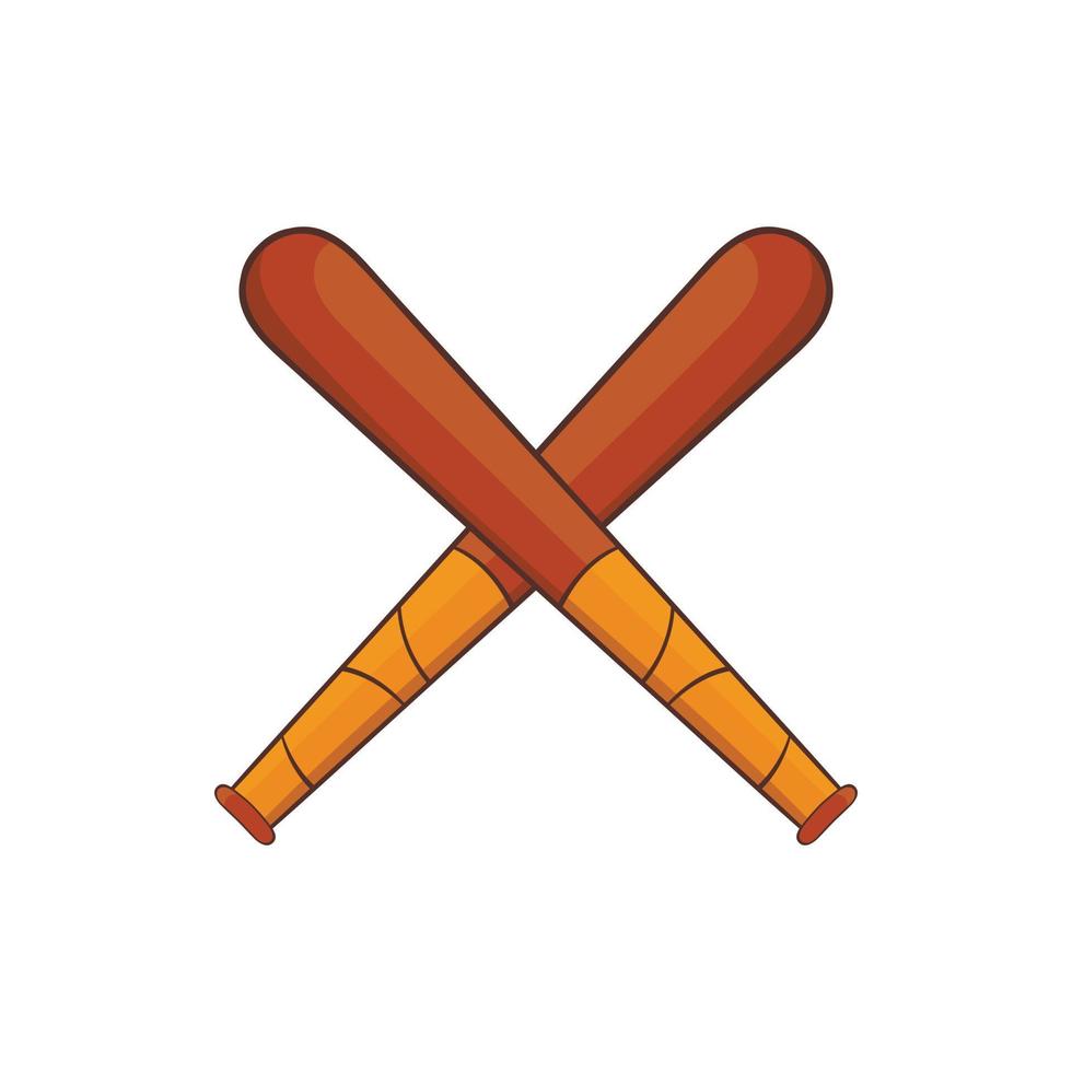 icono de bates de béisbol cruzados, estilo de dibujos animados vector