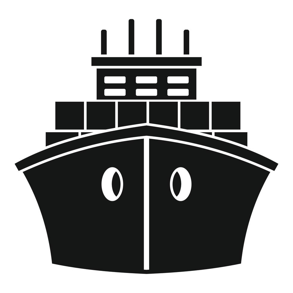 icono de barco portacontenedores delantero, estilo simple vector