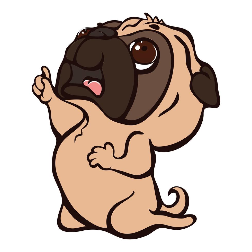 Pug dancing icon, cartoon style vector