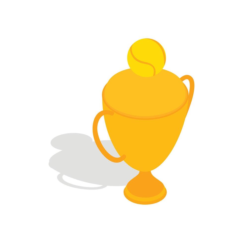 Tennis trophy cup icon, isometric 3d style vector