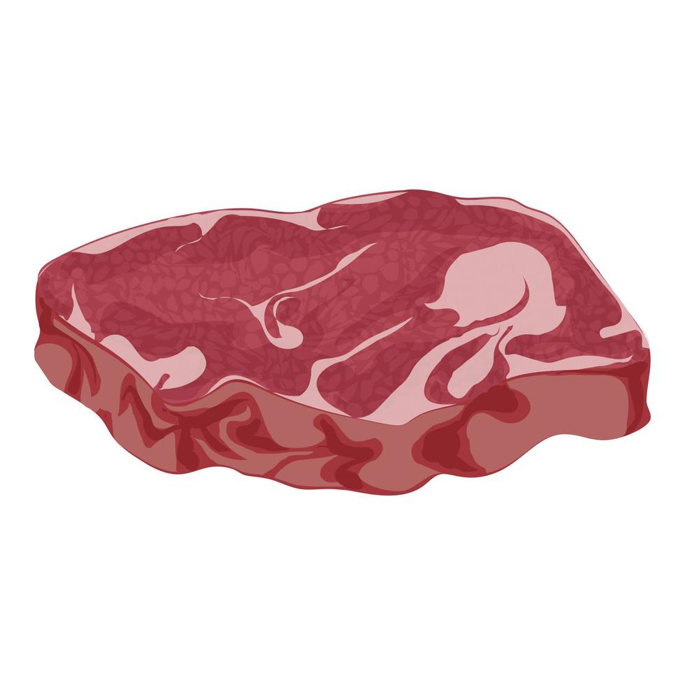 Fresh meat steak icon, cartoon style vector