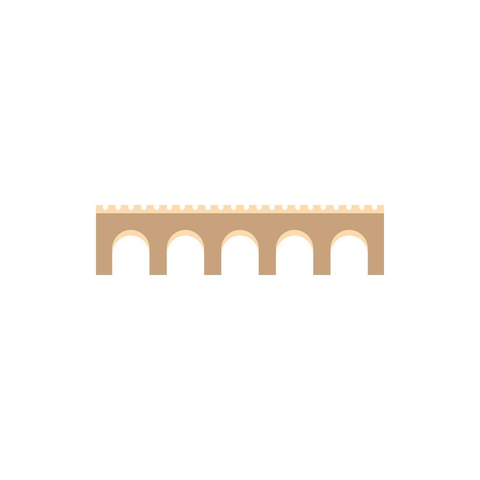 Stone arch bridge icon, flat style vector