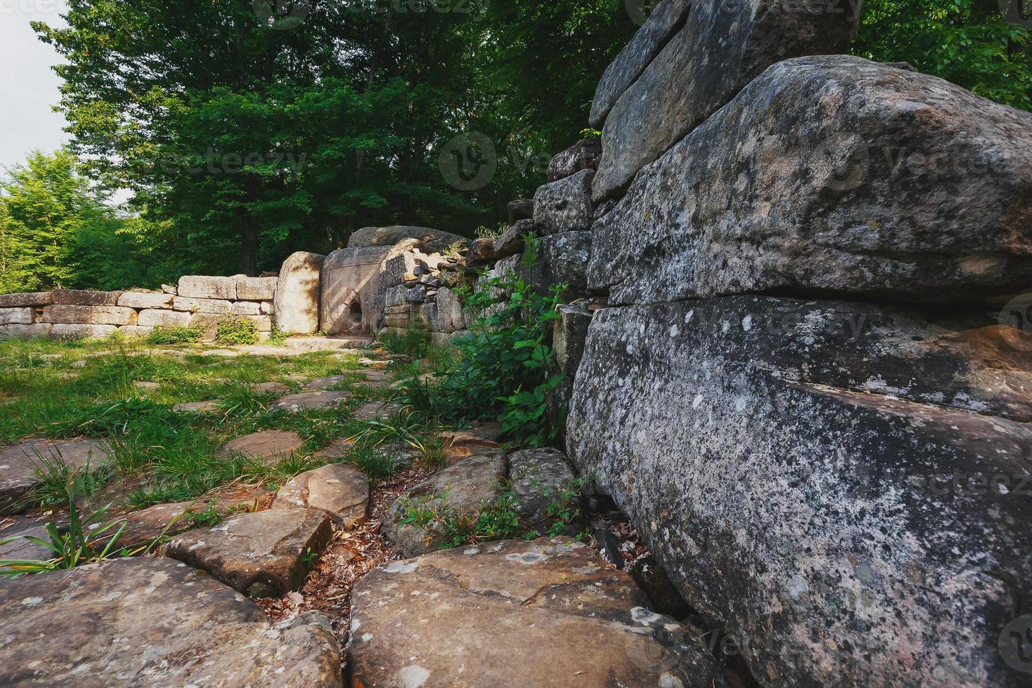 Ancient tiled dolmen in the valley of the river Jean. Monument of archeology megalithic structure photo