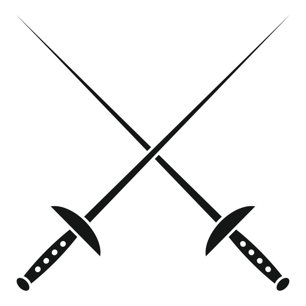 Crossed fencing sword icon, simple style vector