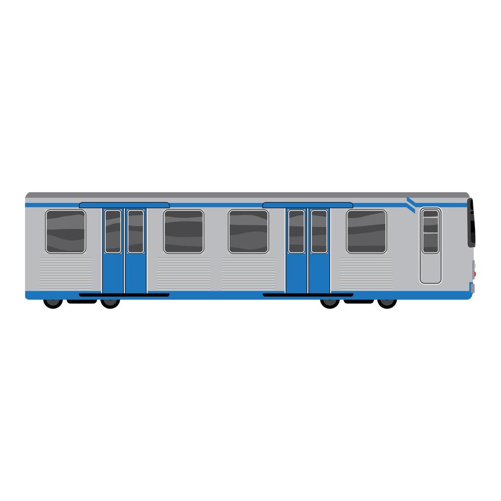 icono de tren subterráneo azul gris, estilo de dibujos animados vector