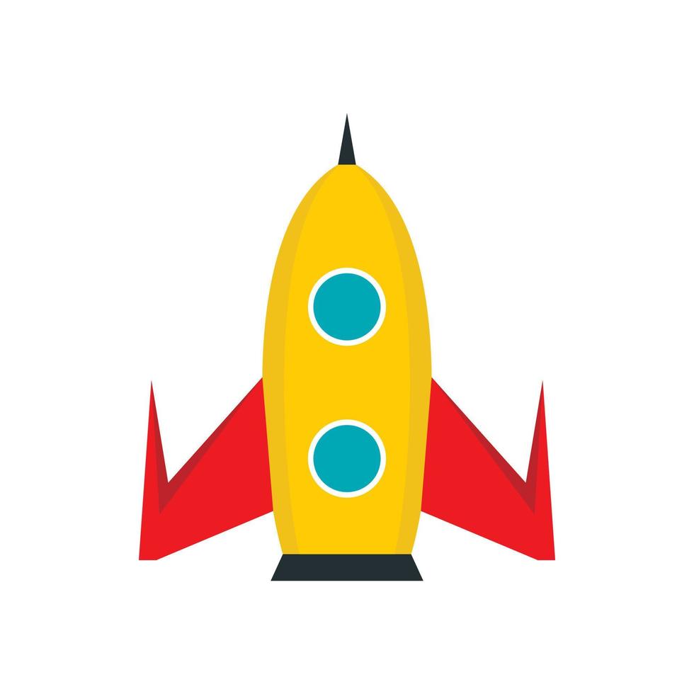 Yellow rocket icon in flat style vector