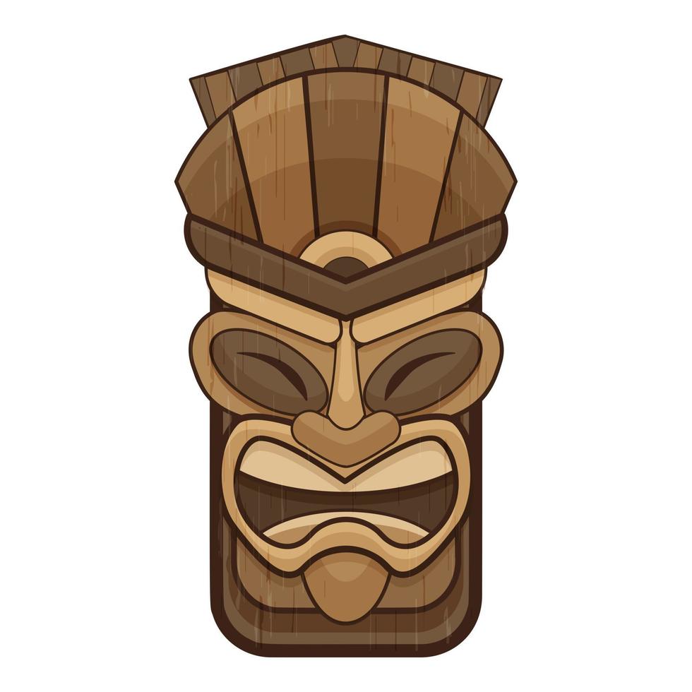 Tattoo tiki idol icon, cartoon style vector