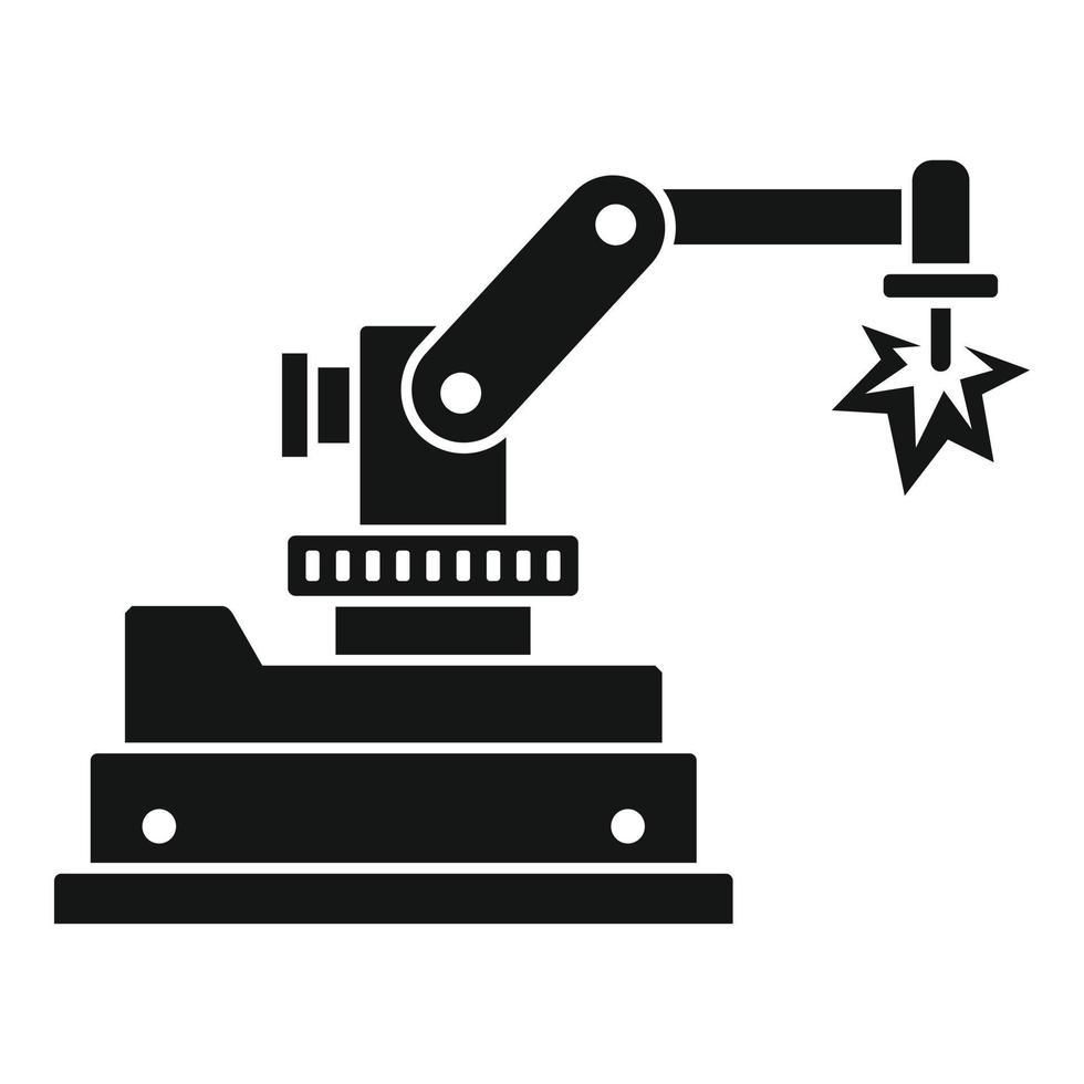 icono de soldador robot de fábrica de automóviles, estilo simple vector