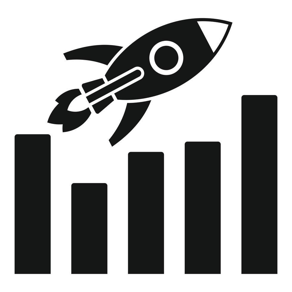Rocket graph up icon, simple style vector