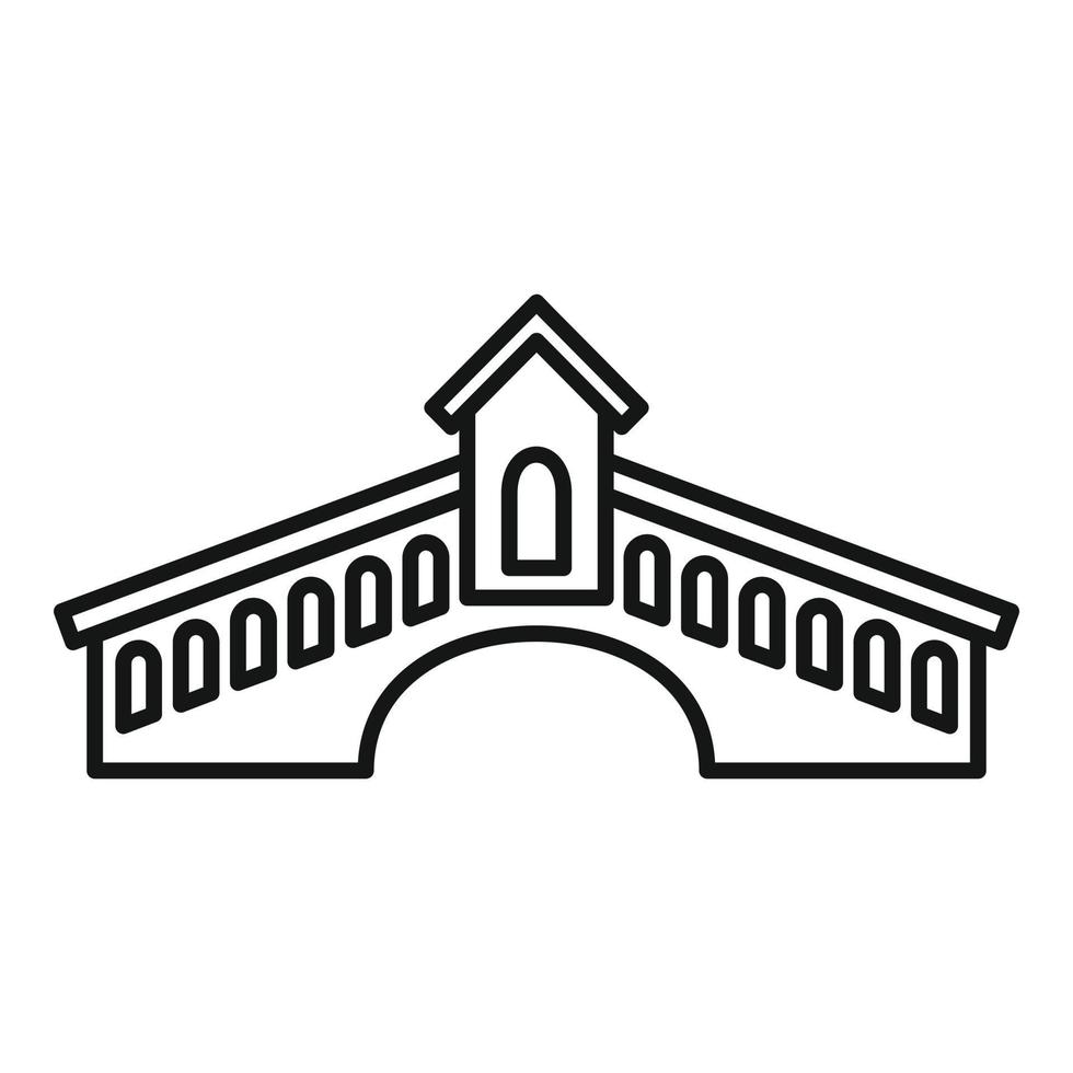 icono de puente de arquitectura, estilo de esquema vector