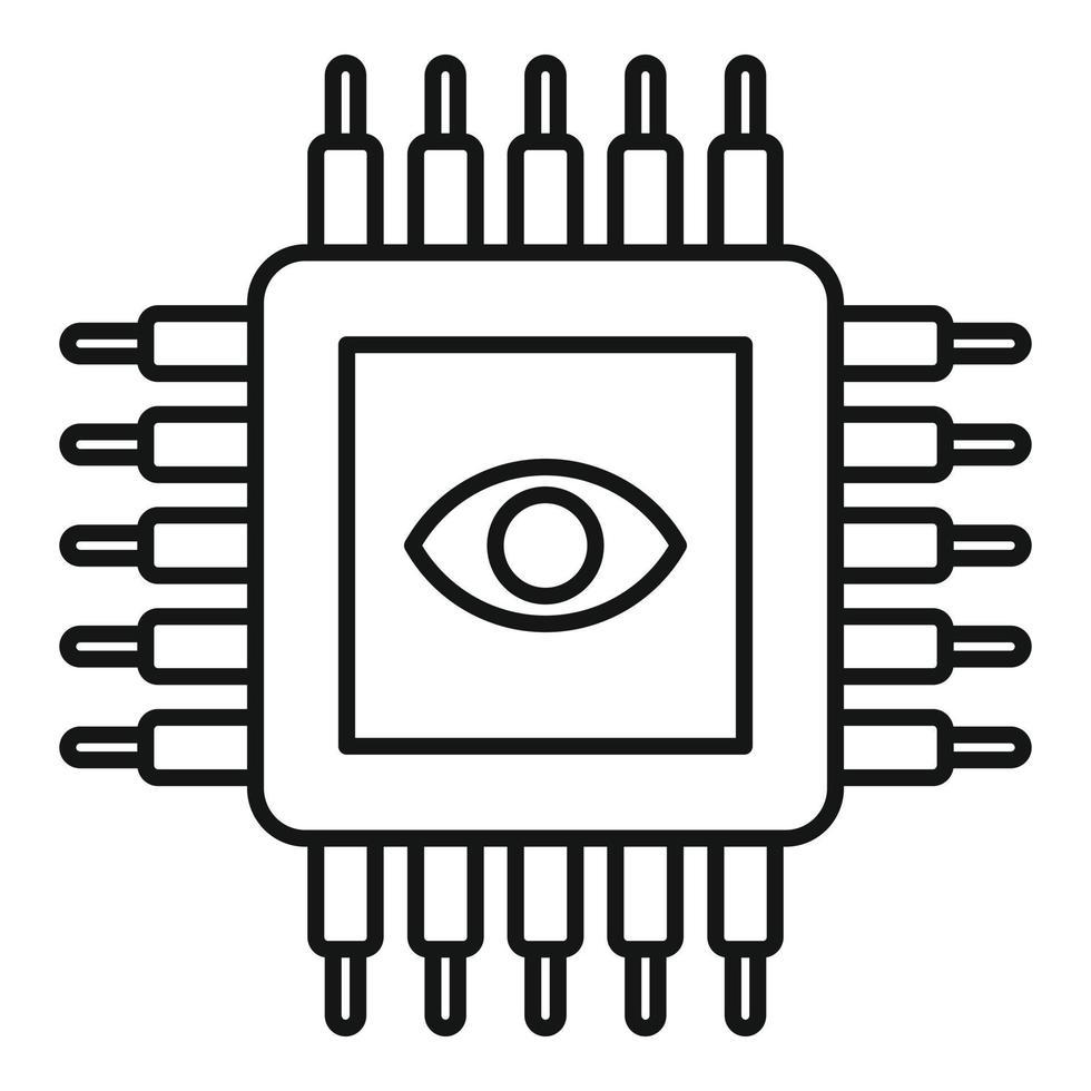 icono del procesador ai, estilo de esquema vector