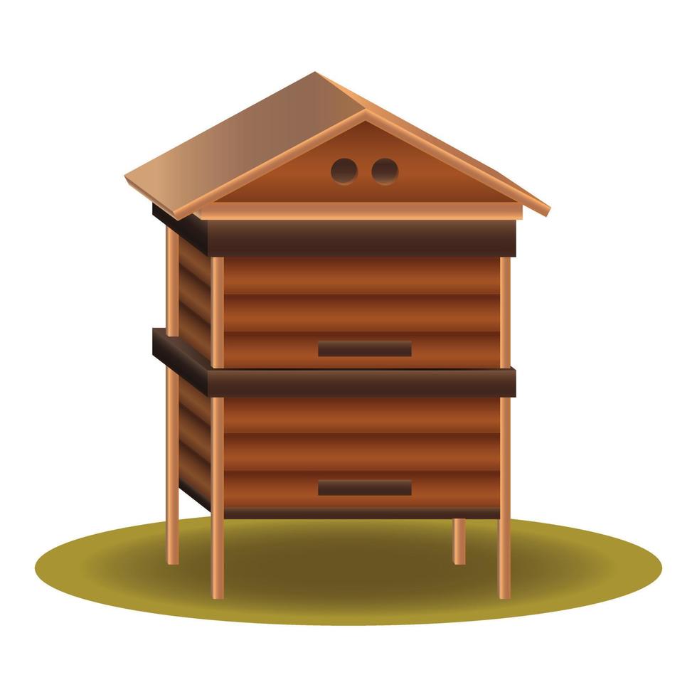 Wood beehive icon, cartoon style vector