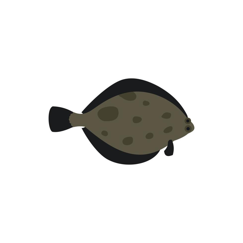 Flounder fish icon in flat style vector