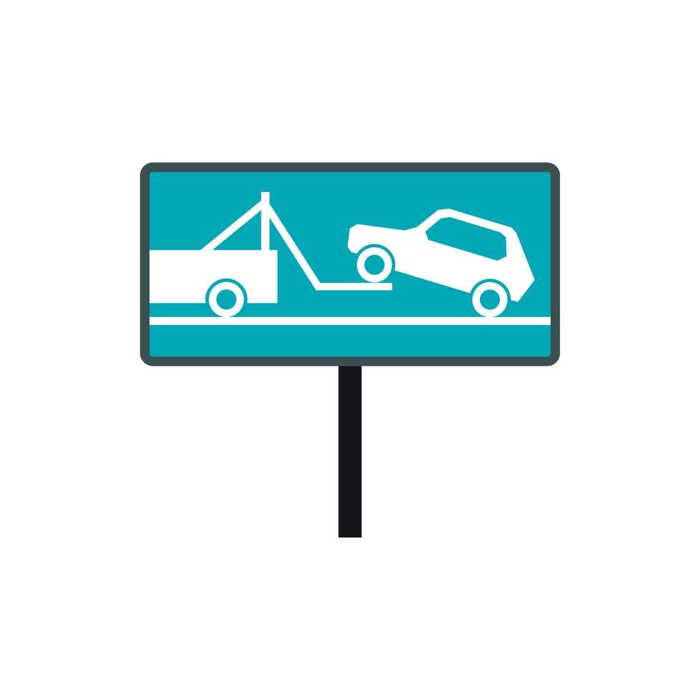 Tow away no parking sign icon, flat style vector