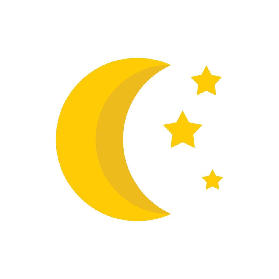 Moon and stars icon, flat style vector