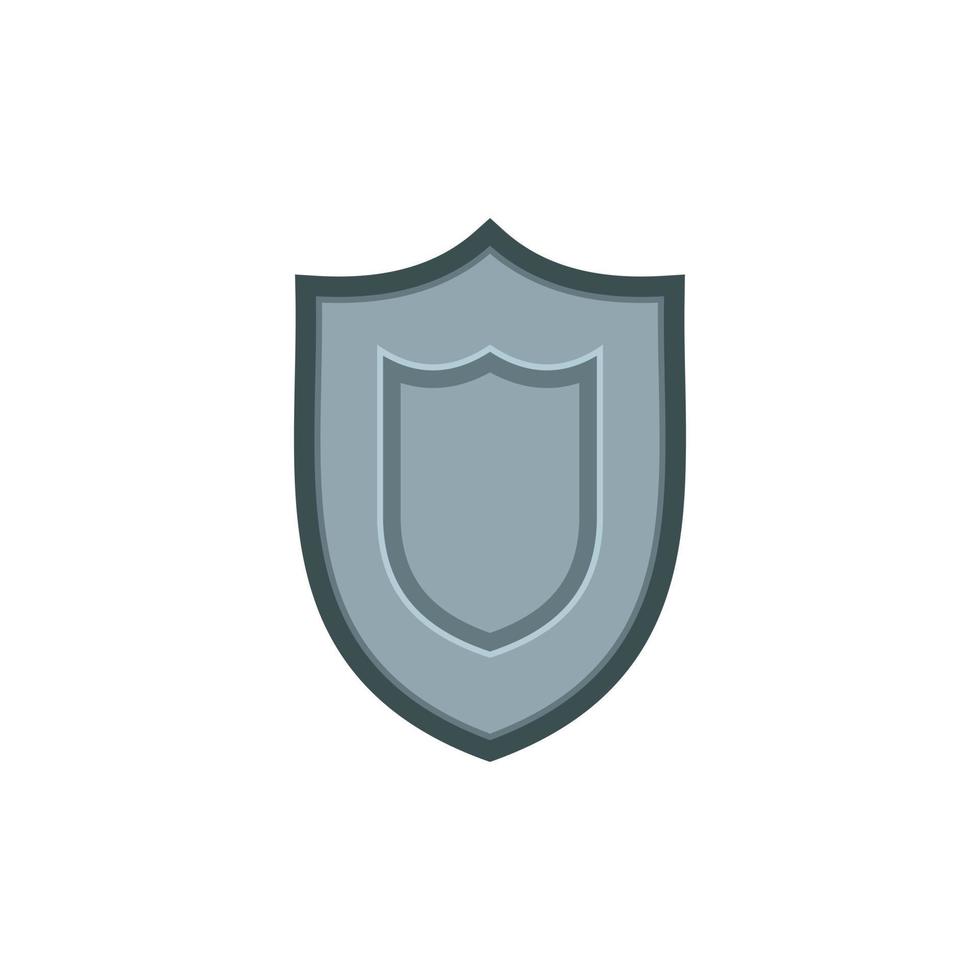 Metal medieval shield icon, flat style vector