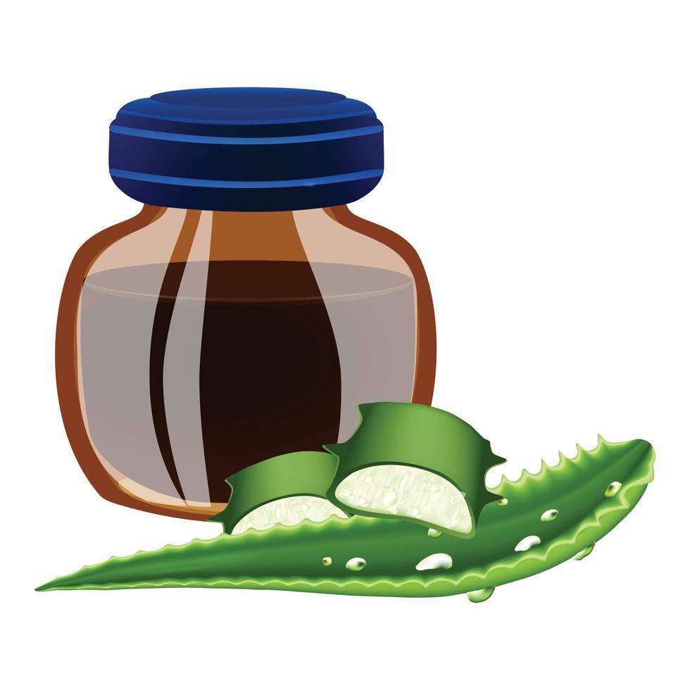 Propolis bottle aloe vera icon, cartoon style vector