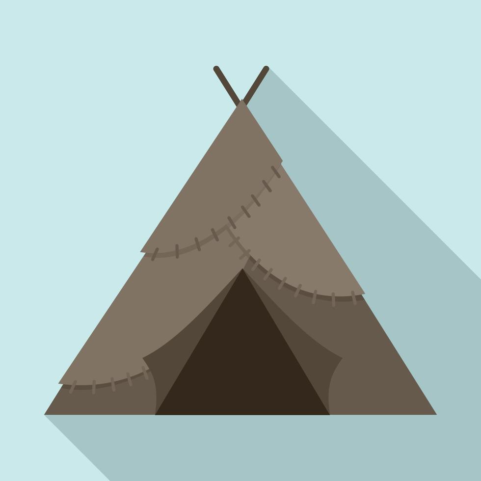 Stone age tent icon, flat style vector