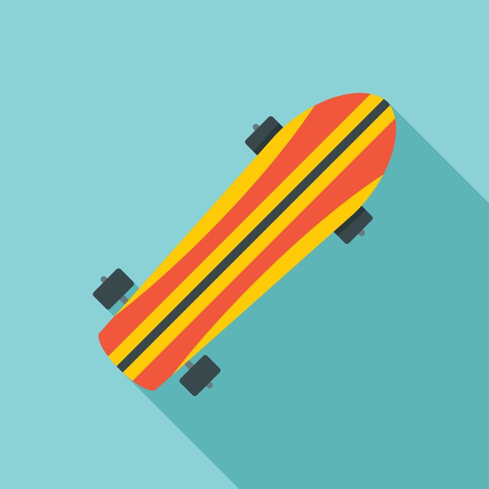 Striped skateboard icon, flat style vector