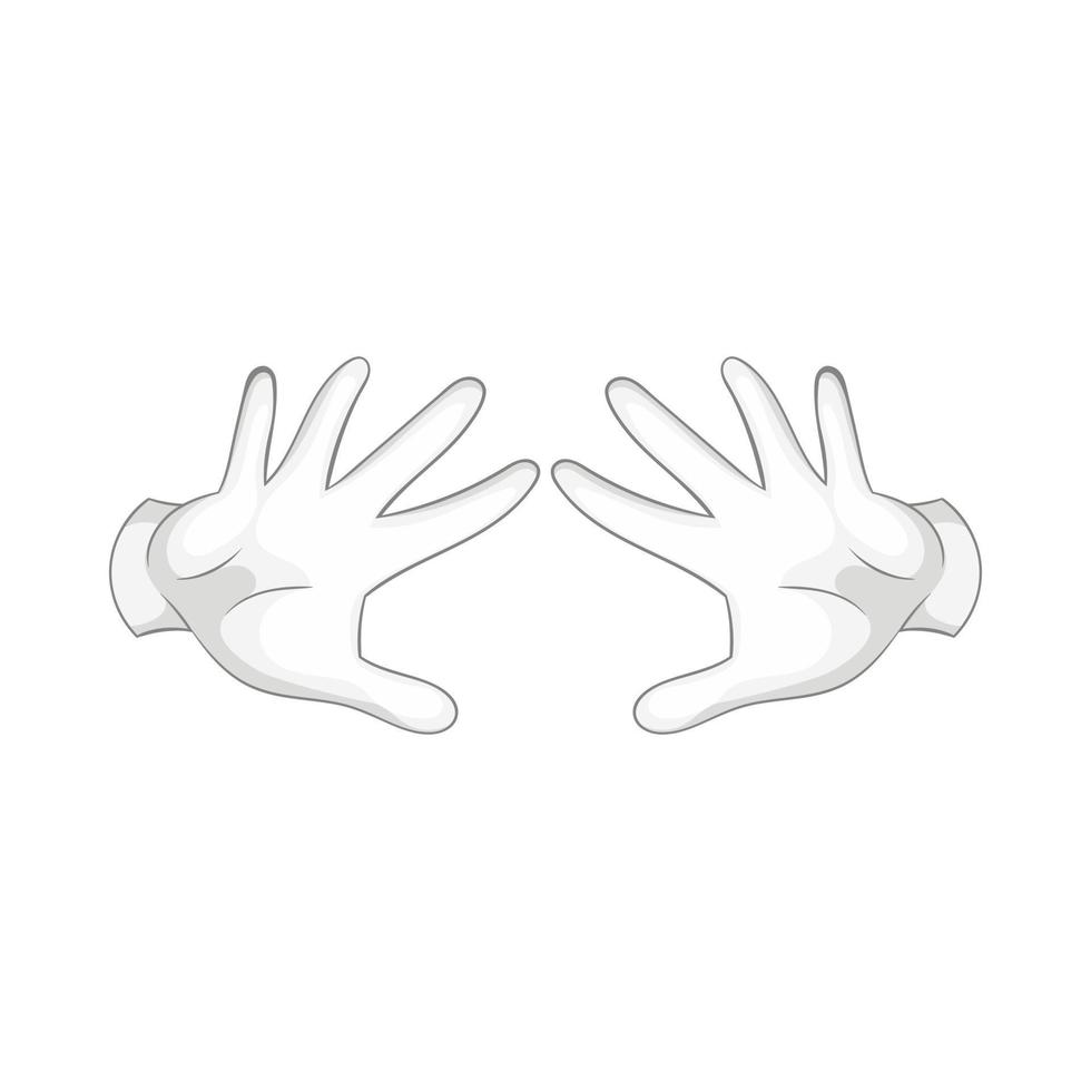 Magician hands in white gloves icon, cartoon style vector