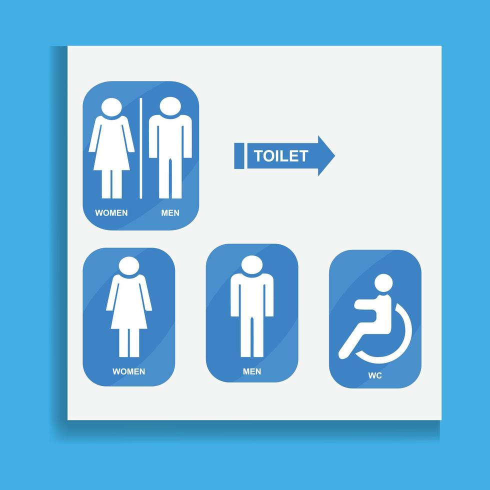 toilet vector icons set, male or female restroom wc