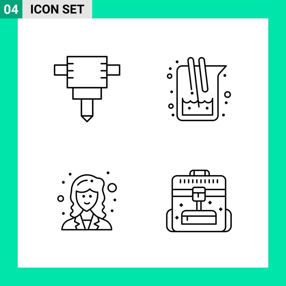 Pack of 4 Line Style Icon Set Outline Symbols for print Creative Signs Isolated on White Background 4 Icon Set Creative Black Icon vector background