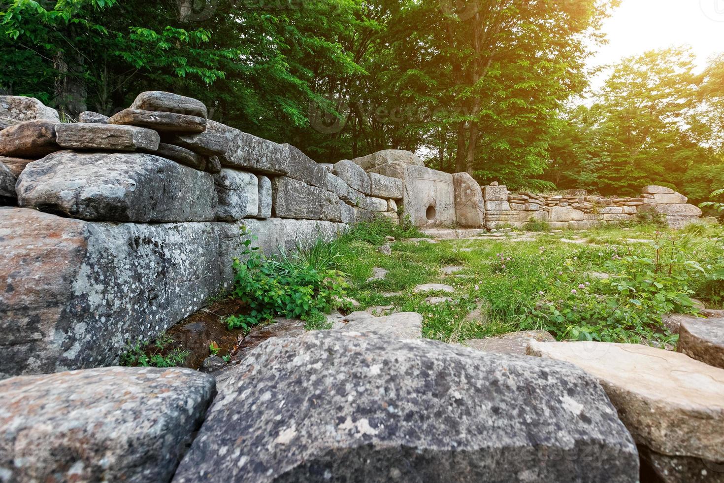 Ancient tiled dolmen in the valley of the river Jean. Monument of archeology megalithic structure photo