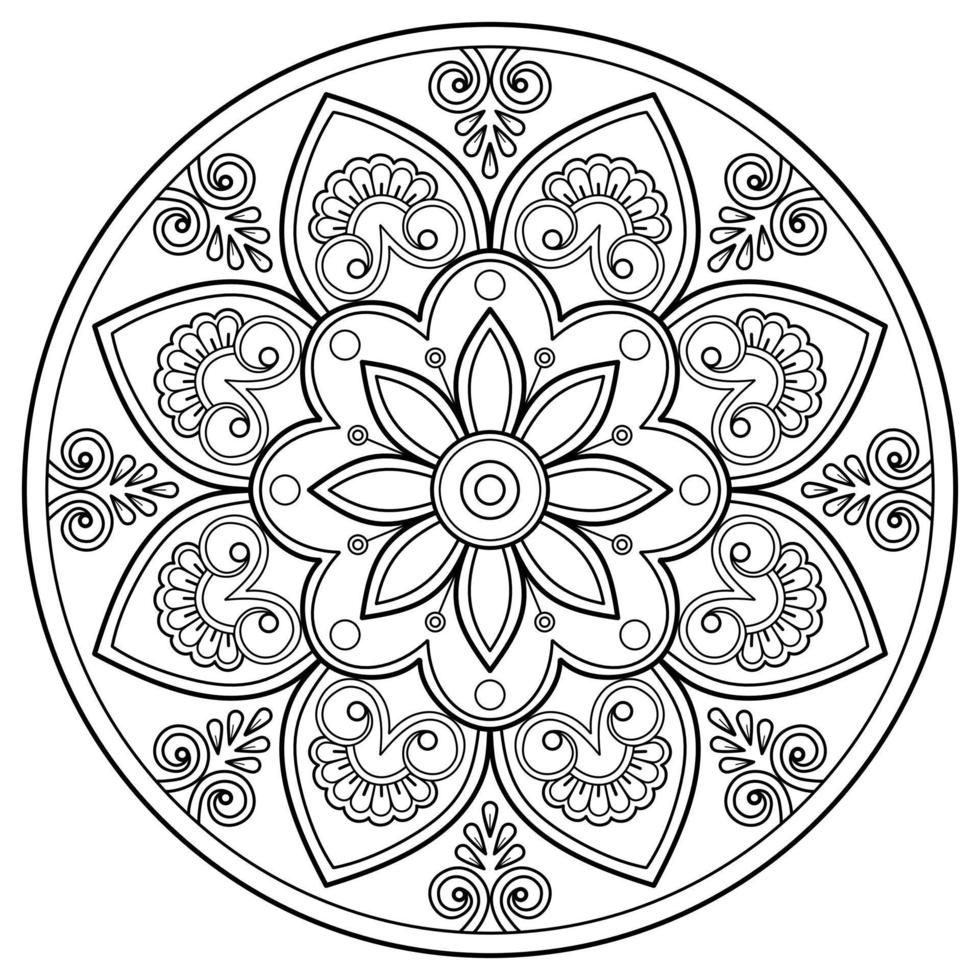 Mandala pattern for Art on the wall Coloring book Lace pattern Tattoo print Design for a wallpaper Paint shirt and tile Stencil Sticker Design Cards Textured decorative ornament. on white background vector