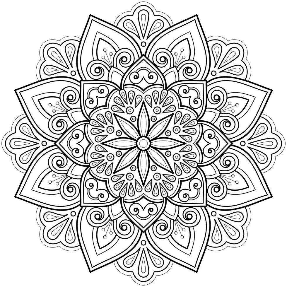 patrón de mandala para arte en la pared libro para colorear patrón de encaje diseño de impresión de tatuaje para una camisa de pintura de papel tapiz y tarjetas de diseño de pegatinas de plantilla de azulejos adorno decorativo texturizado. sobre fondo blanco vector