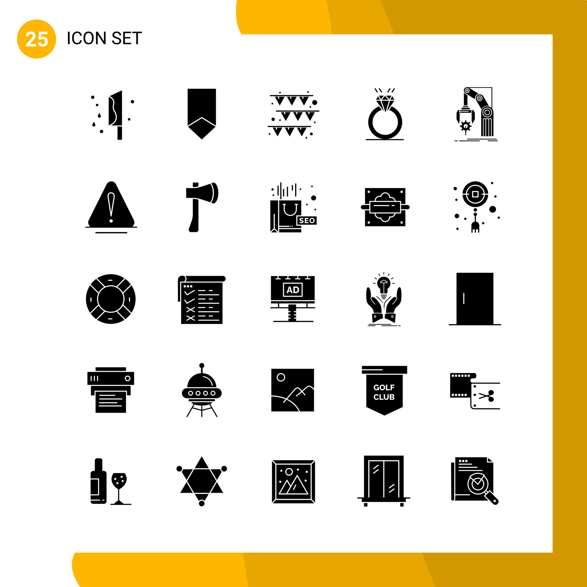 25 Icon Set Solid Style Icon Pack Glyph Symbols isolated on White Backgound  for Responsive Website Designing Creative Black Icon vector background  14444936 Vector Art at Vecteezy