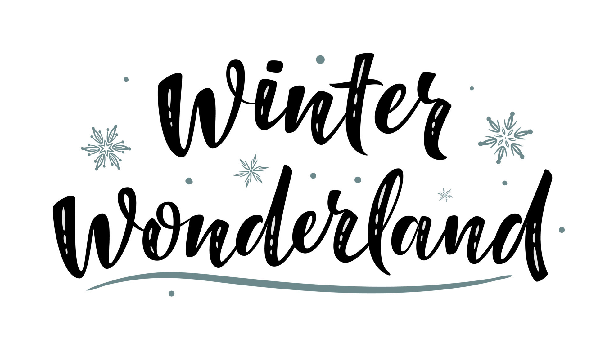 Winter wonderland. Hand drawn simple lettering sign with