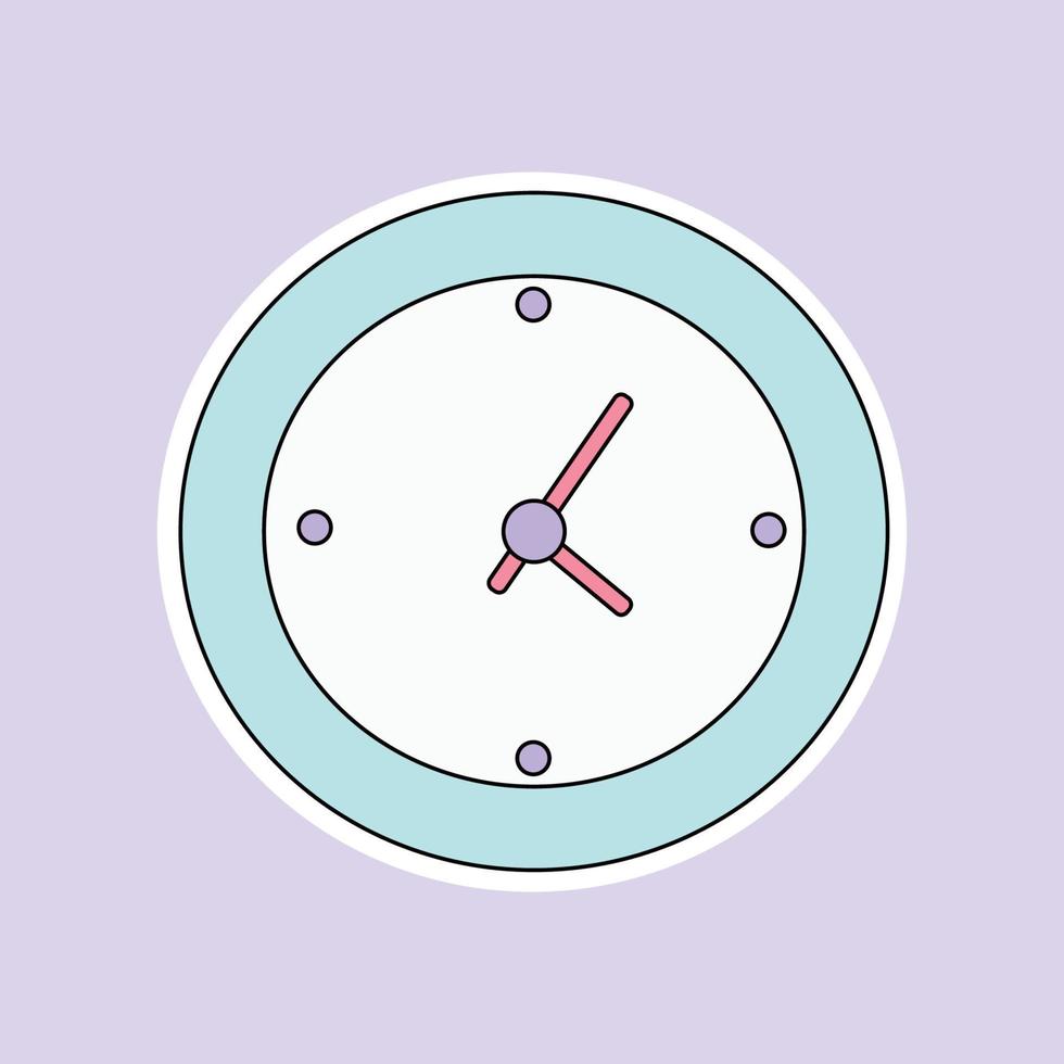 un reloj de pared aislado en un fondo violeta suave vector