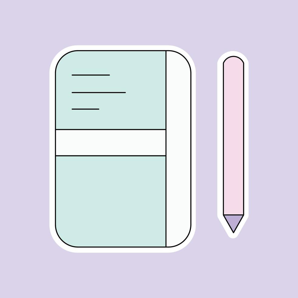 a book and pen isolated on soft purple background vector