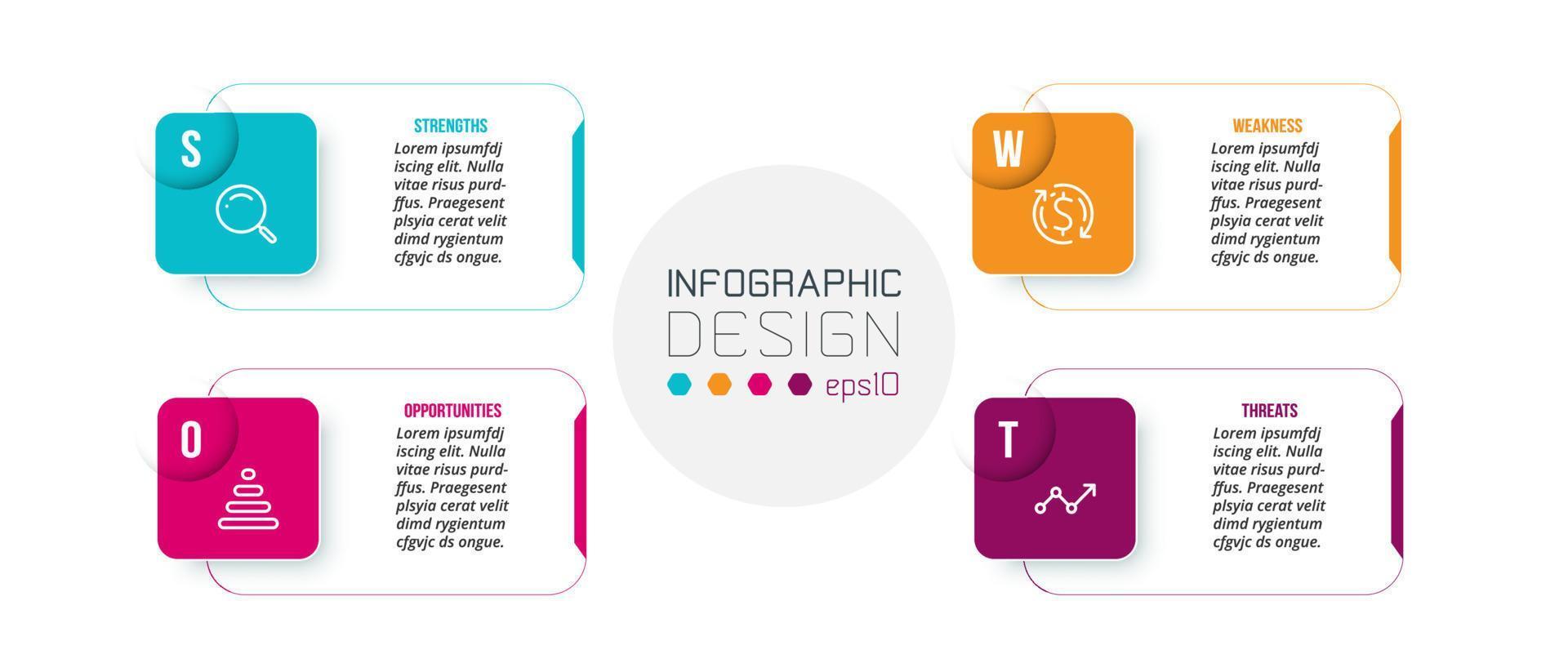Business concept infographic template with swot analysis. vector