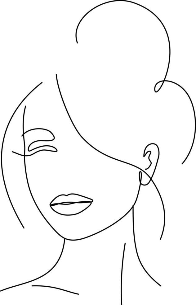 Line art trendy portrait of beautiful woman vector