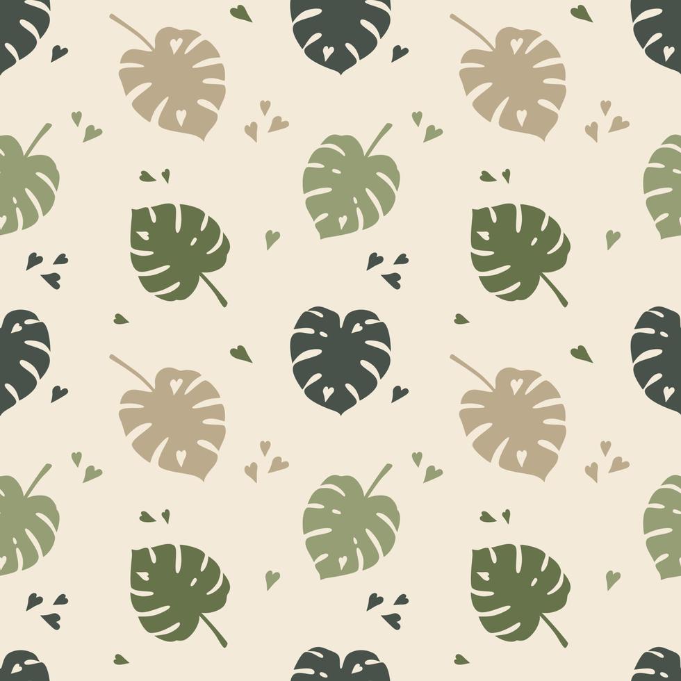 Monstera tropical leaves seamless pattern vector