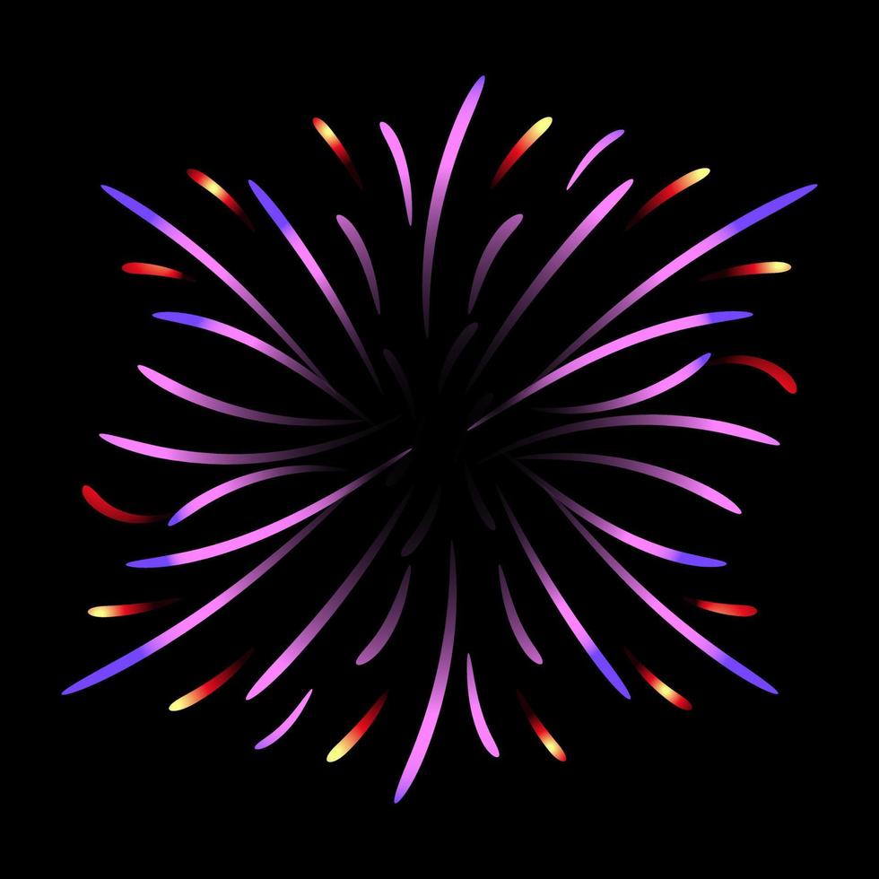 A flowery firework flat illustration, chrysanthemum firework vector