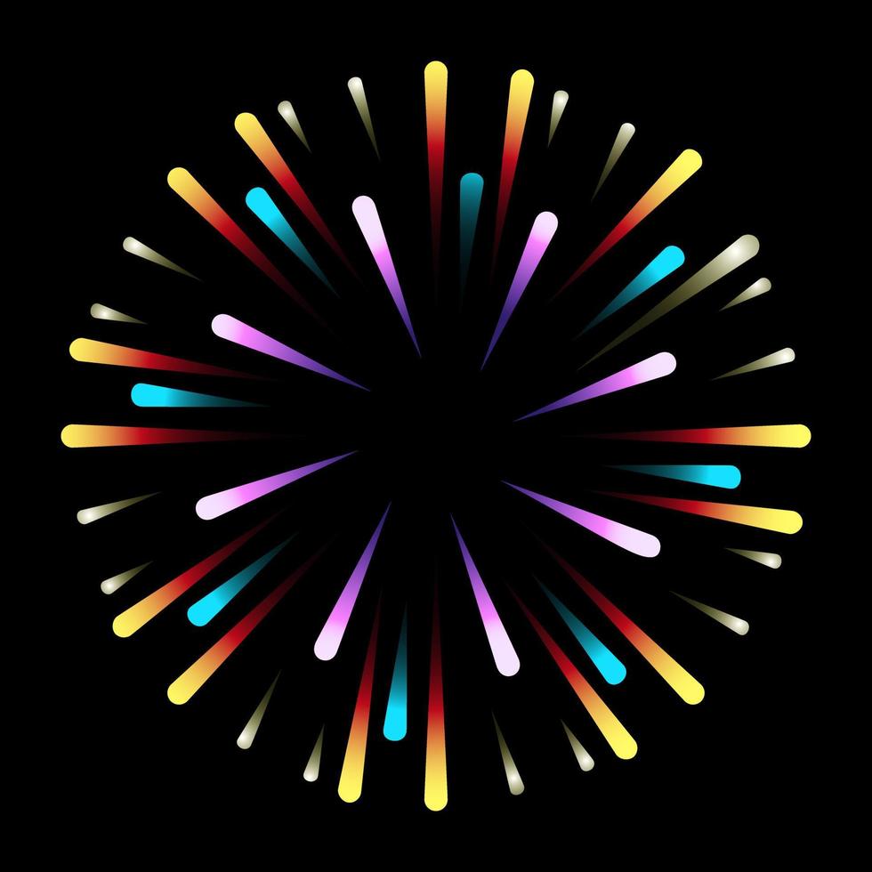 A flowery firework flat illustration, chrysanthemum firework vector