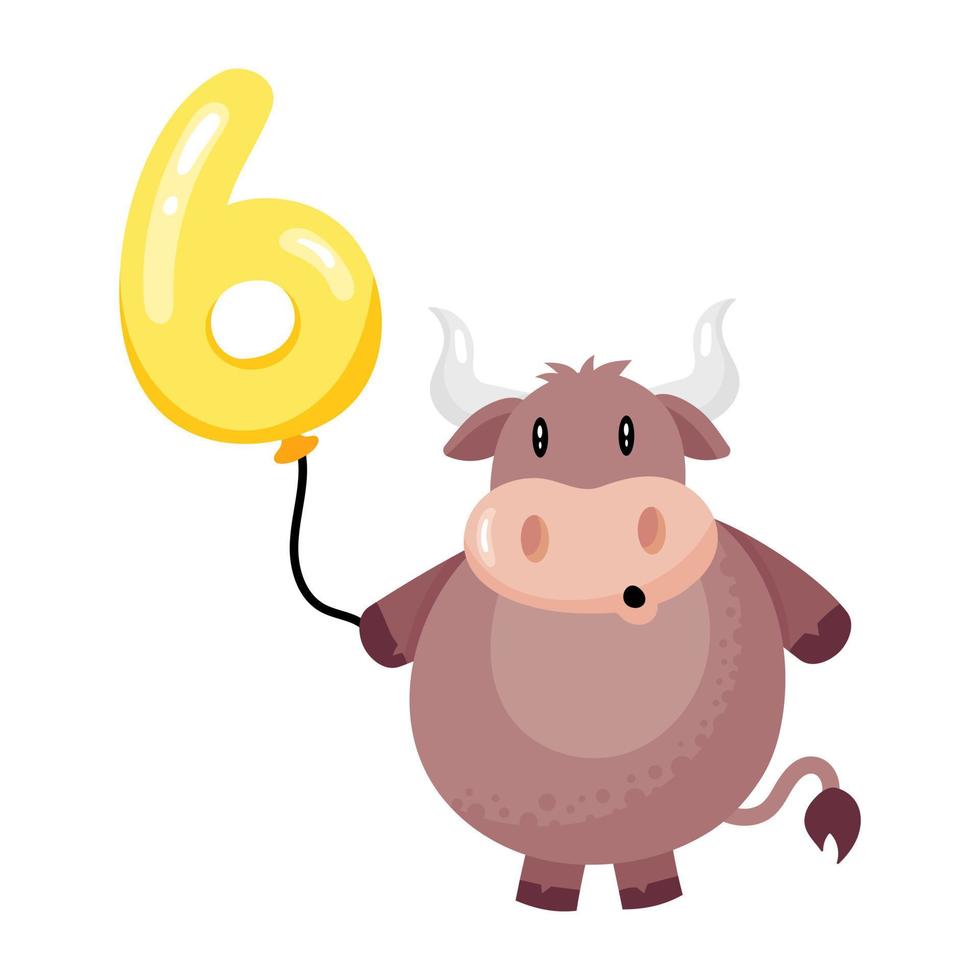 A bull of a taurus with earth, flat vector