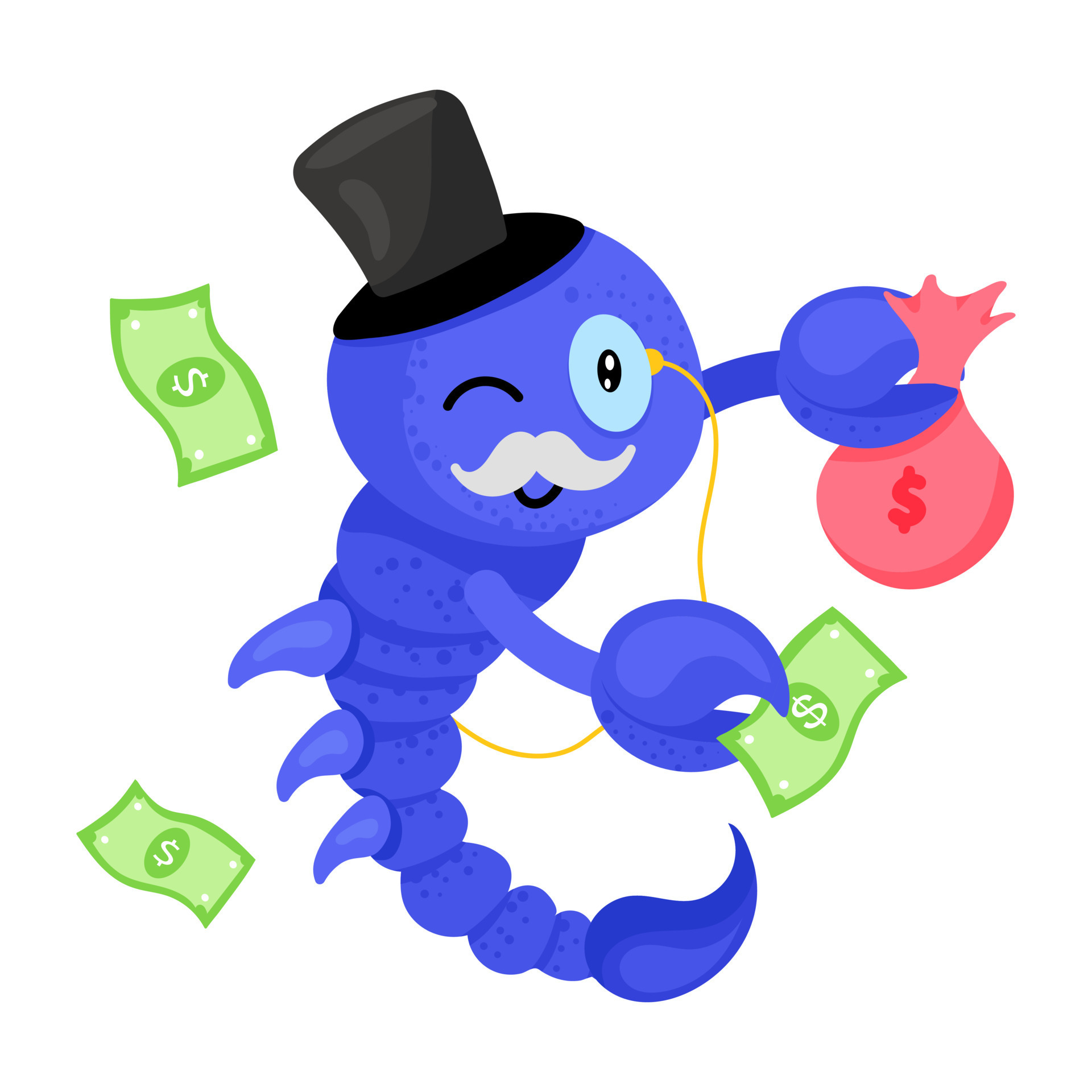 Scorpion finances flat sticker vector 14445615 Vector Art at Vecteezy