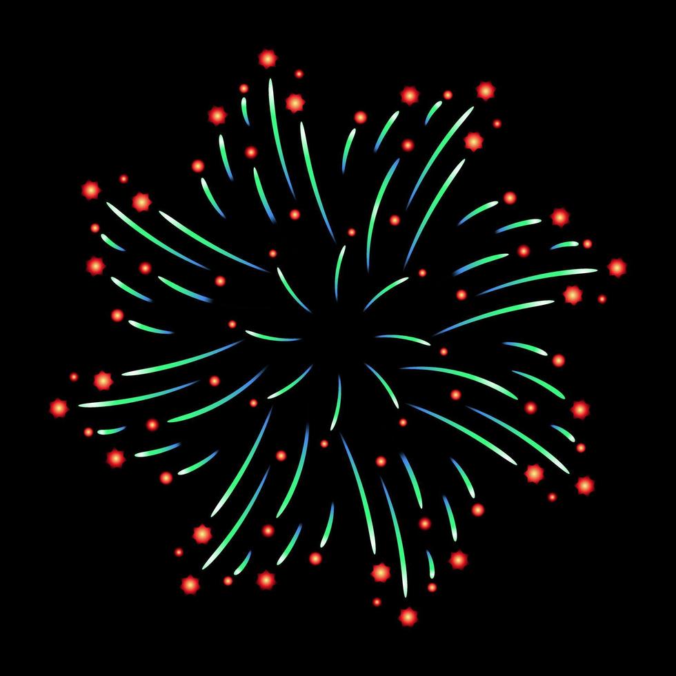 A flowery firework flat illustration, chrysanthemum firework vector