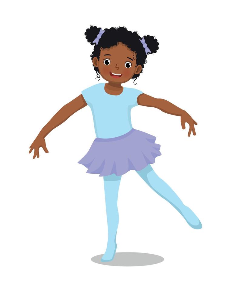 Cute little African girl ballerina practicing ballet dancing style in the room vector