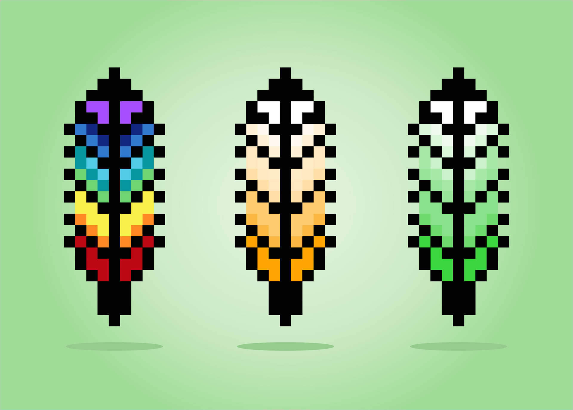 8bit pixel feather image. vector illustration of cross stitch pattern