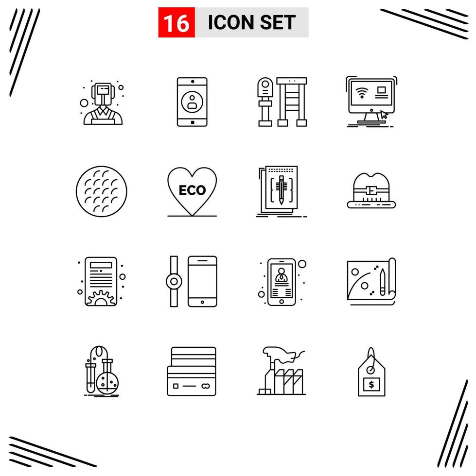 User Interface Pack of 16 Basic Outlines of belgian smart bus remote computer Editable Vector Design Elements
