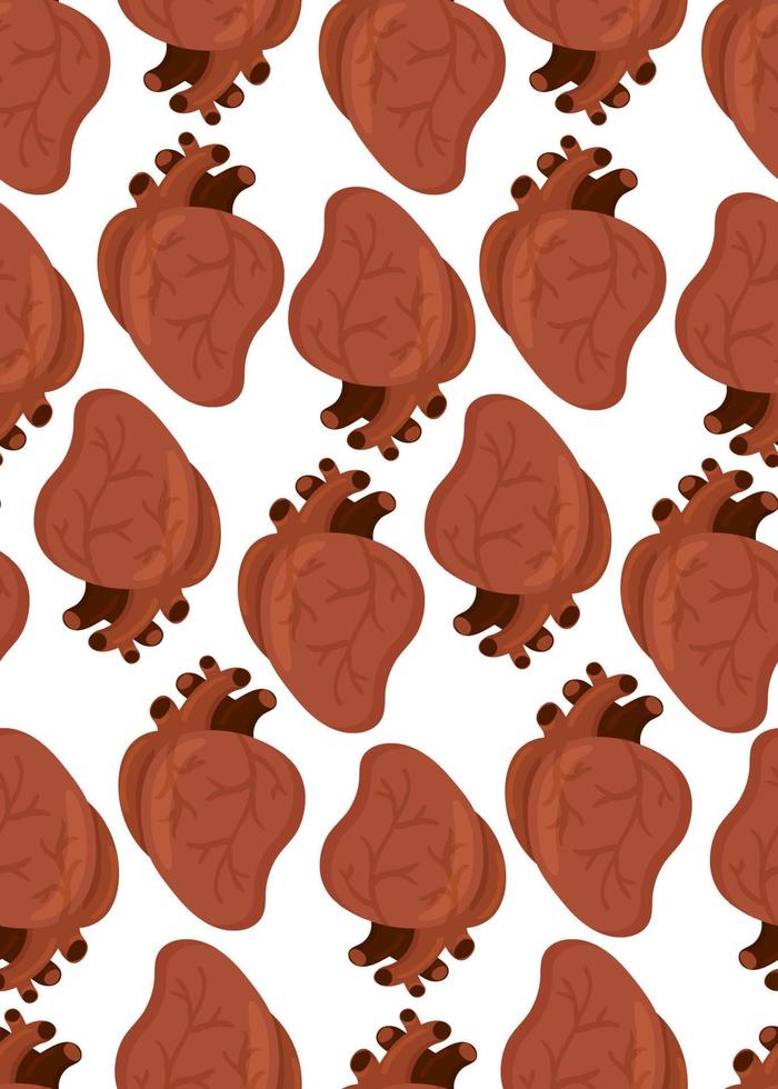 anatomical scary heart vector seamless pattern