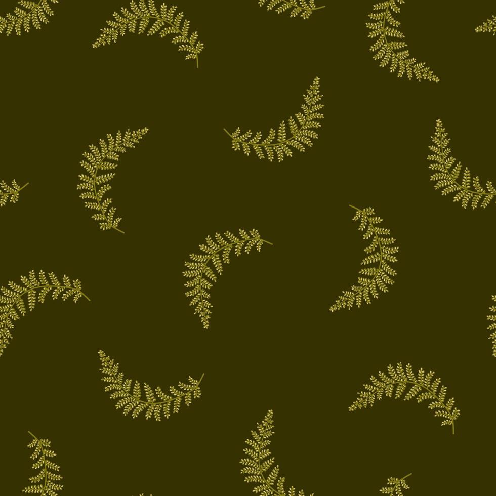 Green fern leaf, branch vector seamless pattern. Forest plant texture flat cartoon illustration.