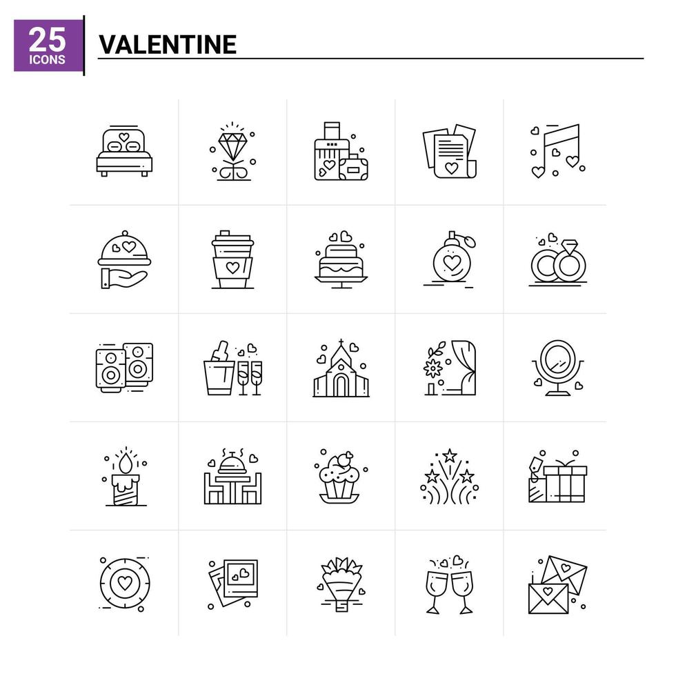 25 Valentine icon set vector background