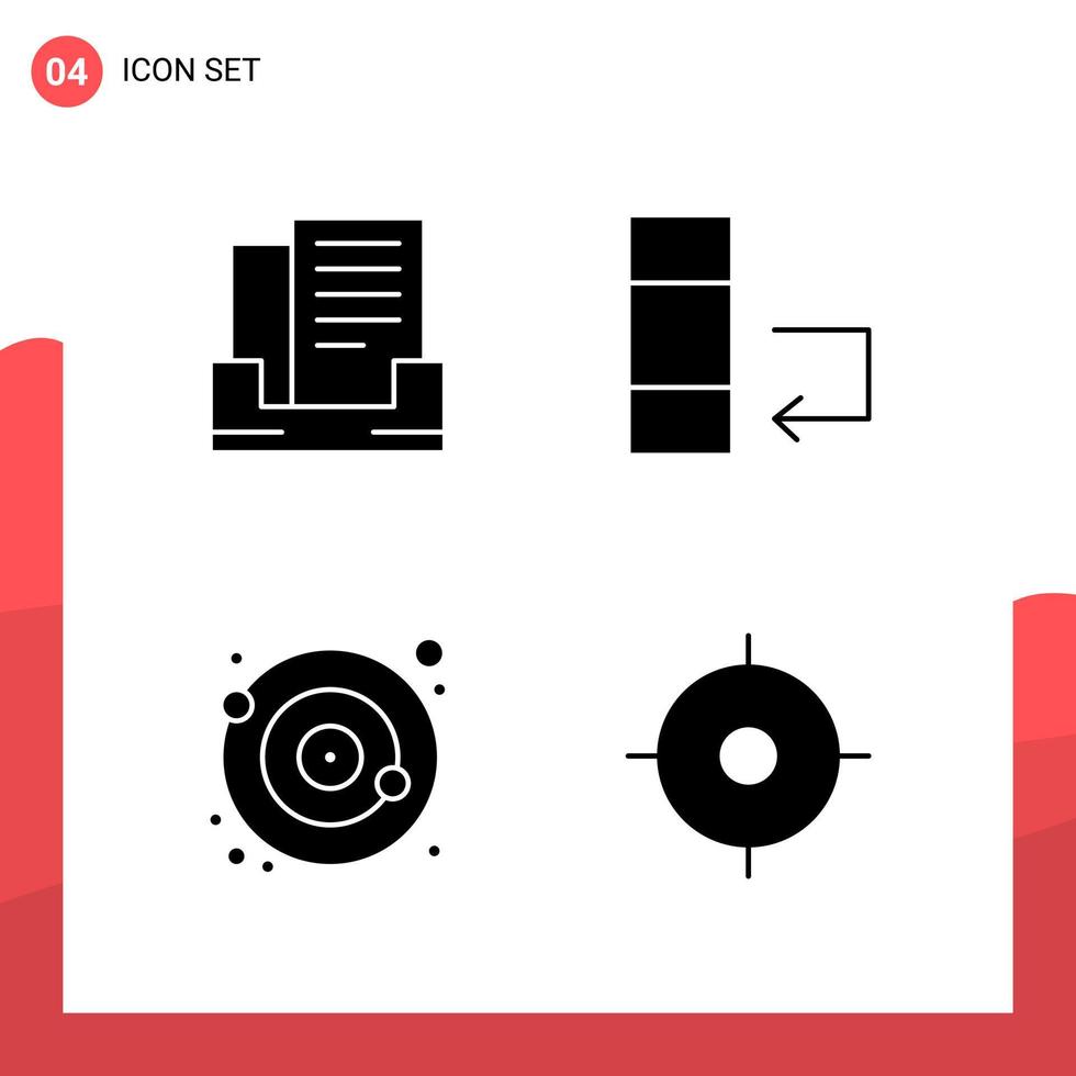 paquete de 4 iconos de glifos universales para medios impresos sobre fondo blanco fondo de vector de icono negro creativo