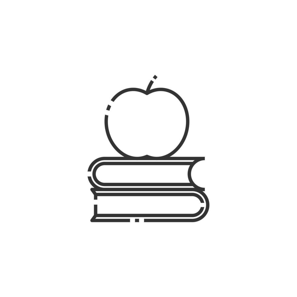 Apple and Books Line icon, Outline Icon - Back to school icon vector illustration - Isolated