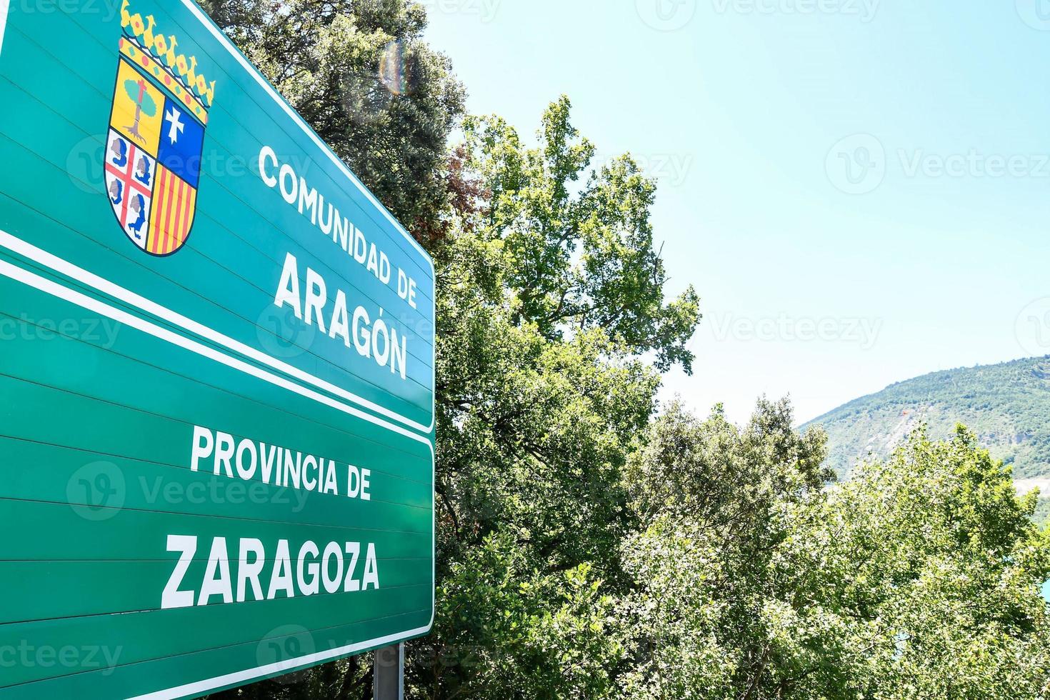Border sign from Aragon to Zaragoza photo